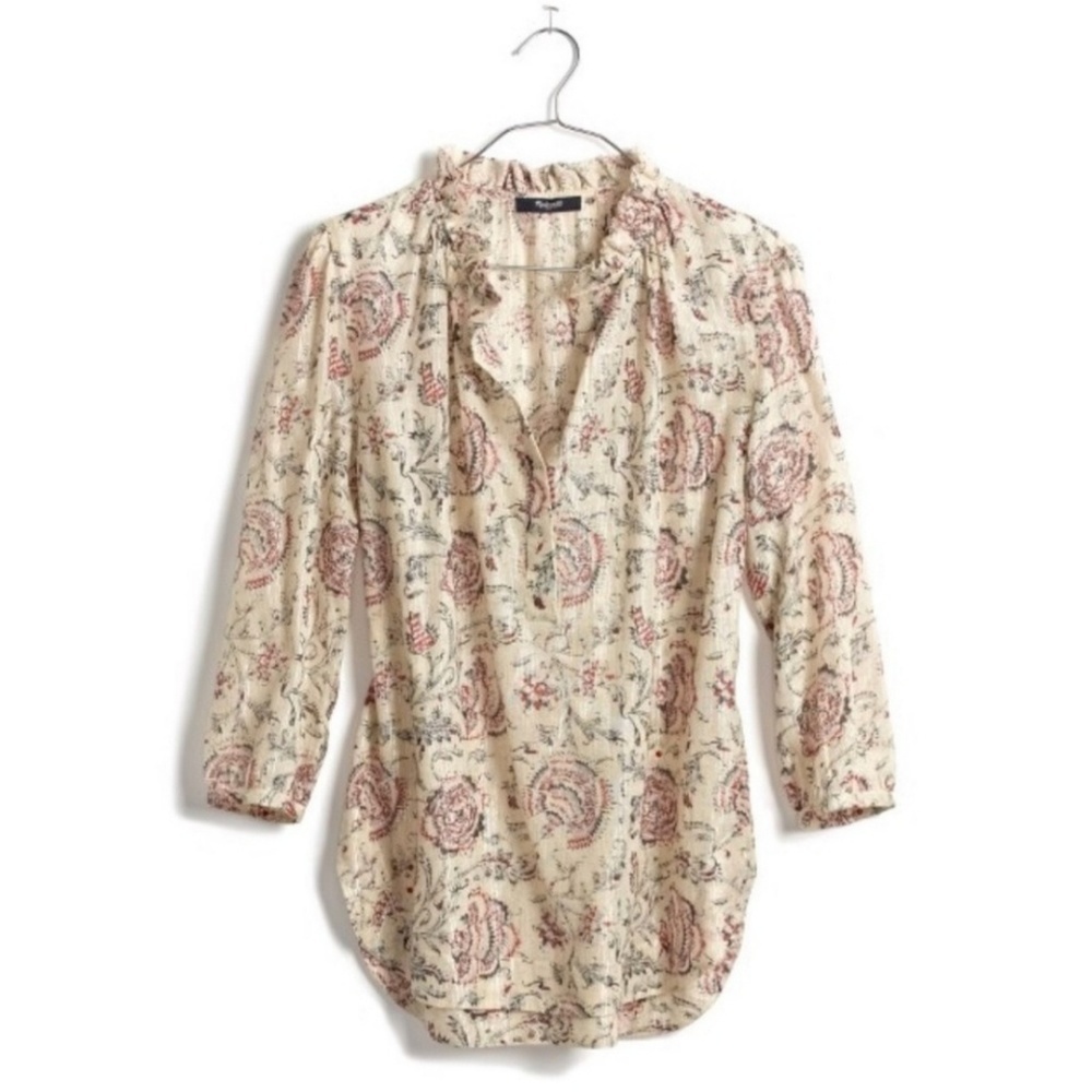 Madewell Shirred Popover in Turkish Garden Size XS - Picture 3 of 8